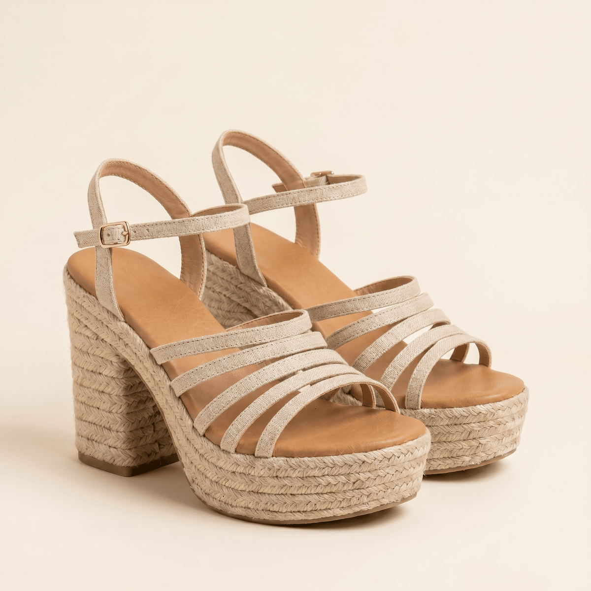 Lola · Sandalia de Cuña Alta de Esparto - zapatos de mujer Calenzo