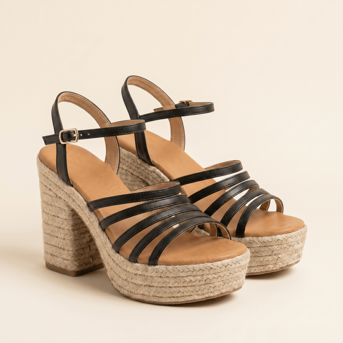 Lola · Sandalia de Cuña Alta de Esparto - zapatos de mujer Calenzo