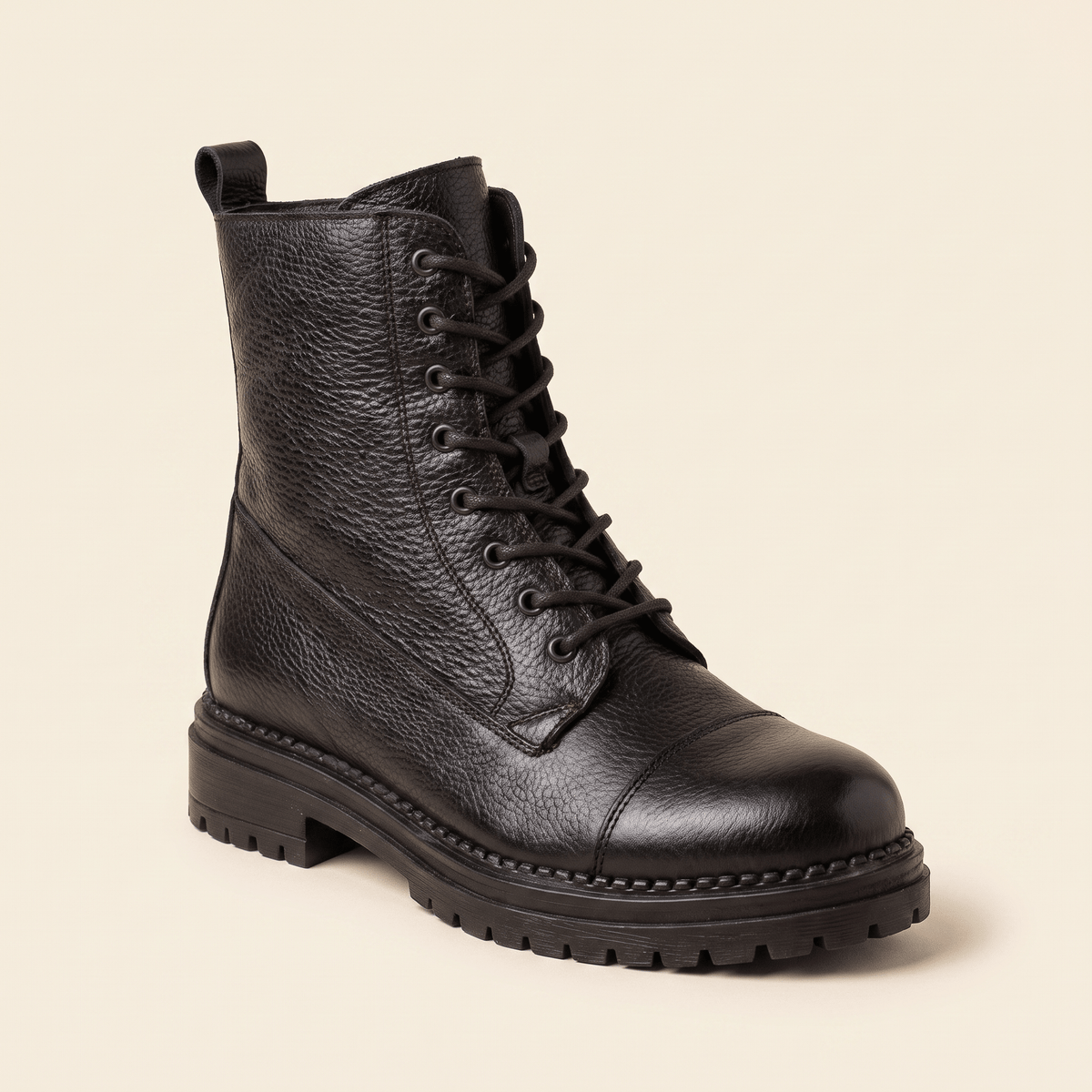 Sierra · Botín Militar de Piel con Cordones - zapatos de mujer Calenzo