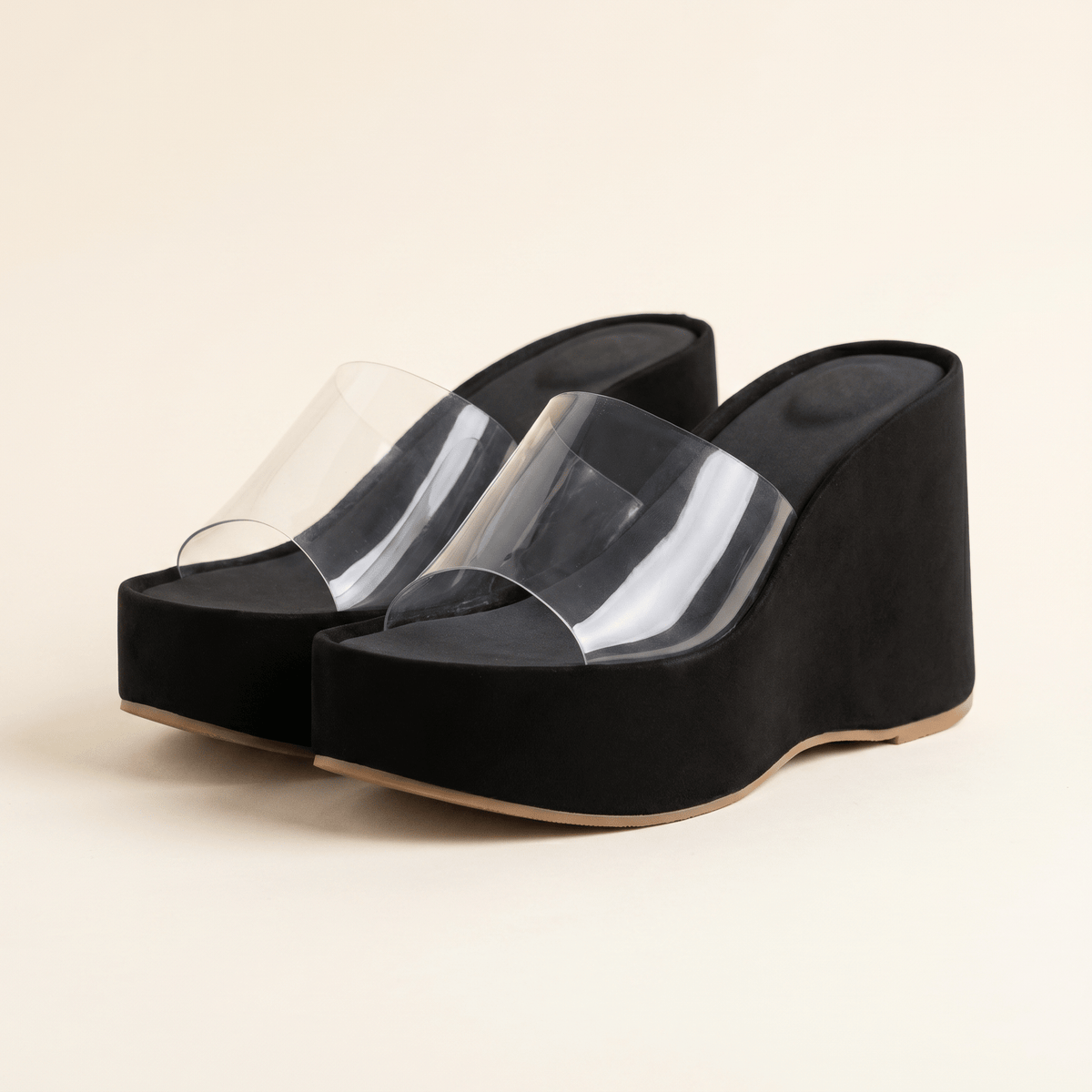 Vega · Cuña Mule de Tira Transparente - zapatos de mujer Calenzo